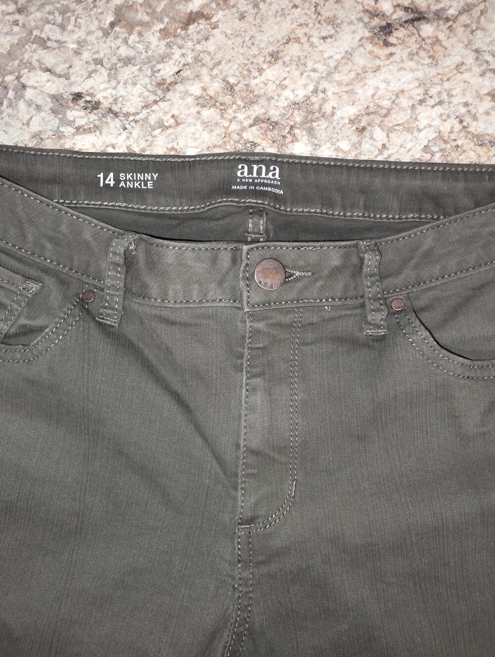 ana High Rise Olive Green Skinny Jeans 14 - Picture 2 of 5